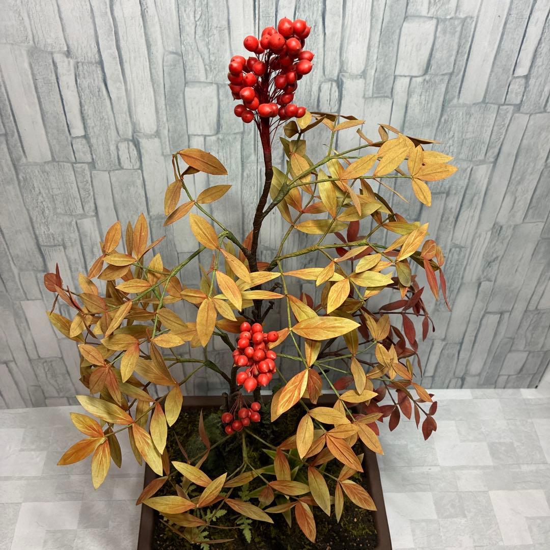 ナンテン 造花 インテリア 盆栽