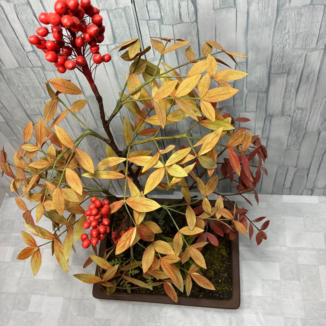 ナンテン 造花 インテリア 盆栽