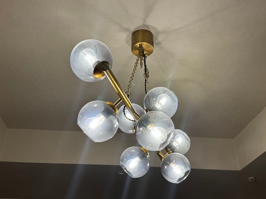 ゴールドクリアガラス8灯シーリングライト