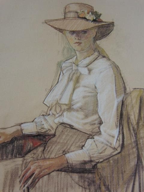 小磯良平、【白いブラウス】、希少な限定額装用画集画、新品高級額