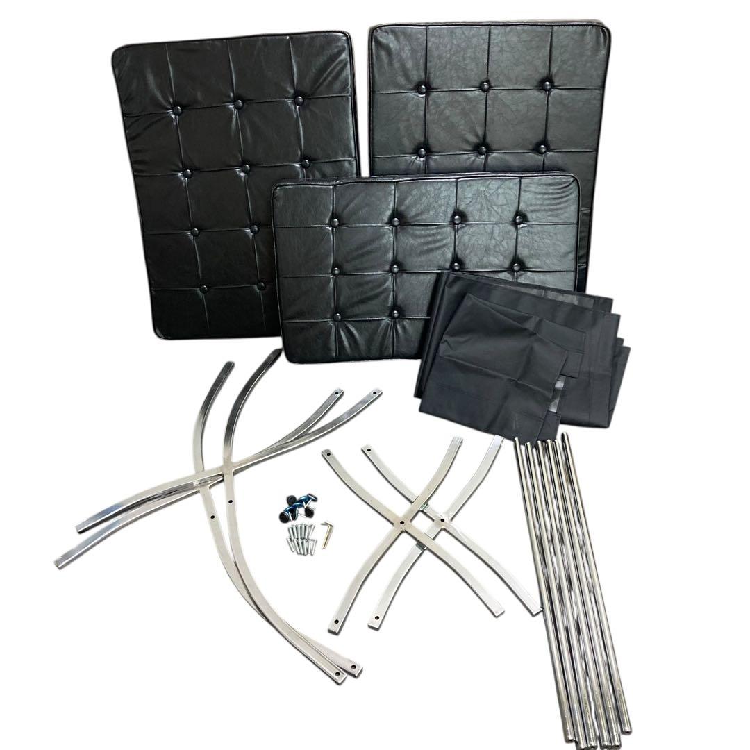 012603 バルセロナチェア 2点セット 1人掛けソファ ブラック組み立て式