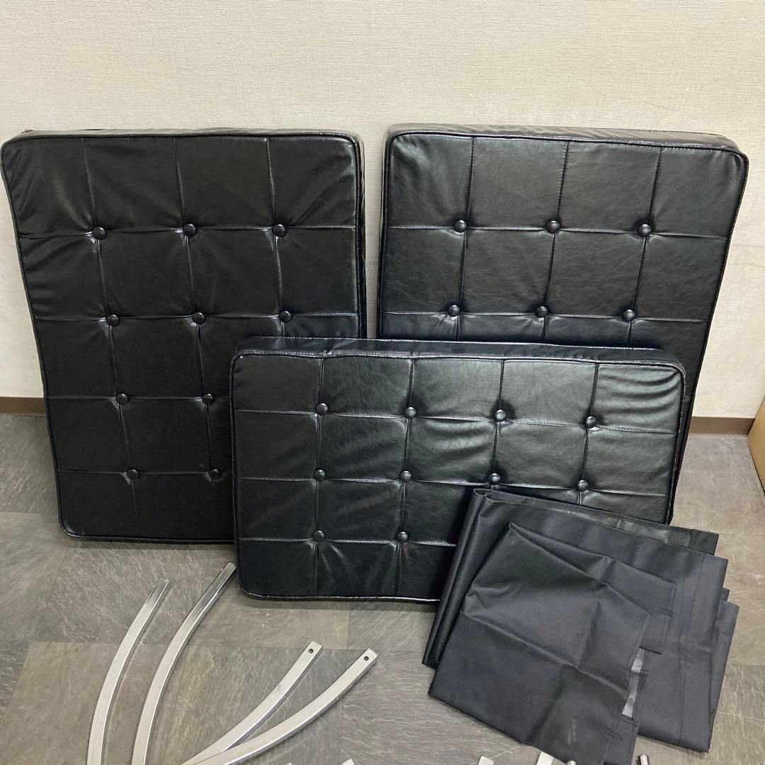 012603 バルセロナチェア 2点セット 1人掛けソファ ブラック組み立て式