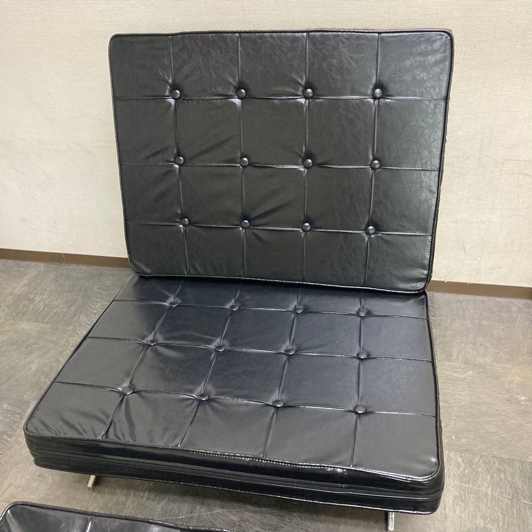 012603 バルセロナチェア 2点セット 1人掛けソファ ブラック組み立て式