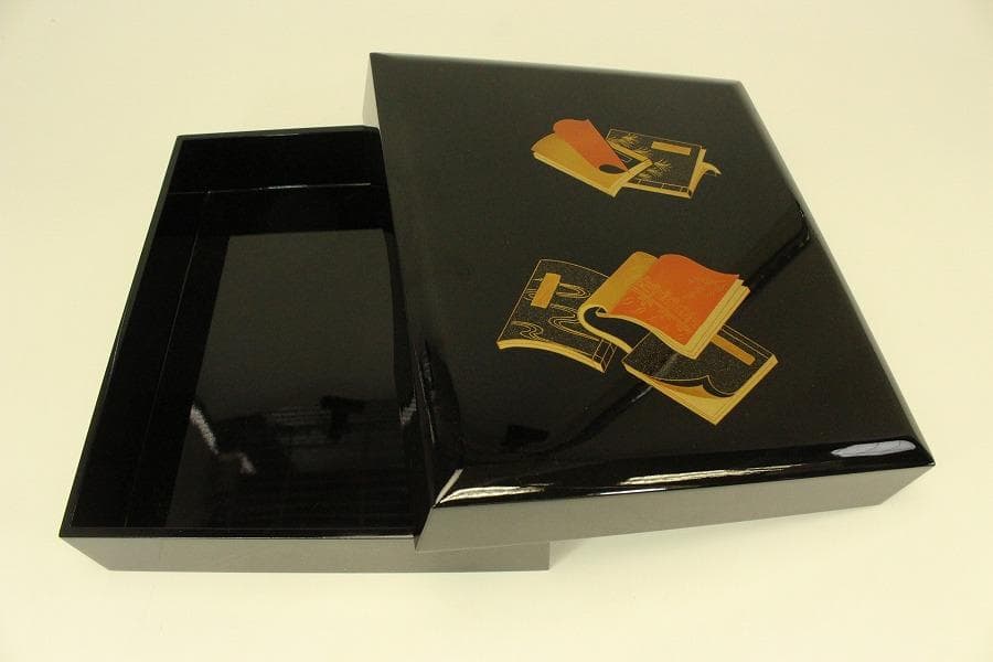 和本蒔絵 四方 蓋物 文庫 未使用(A878)