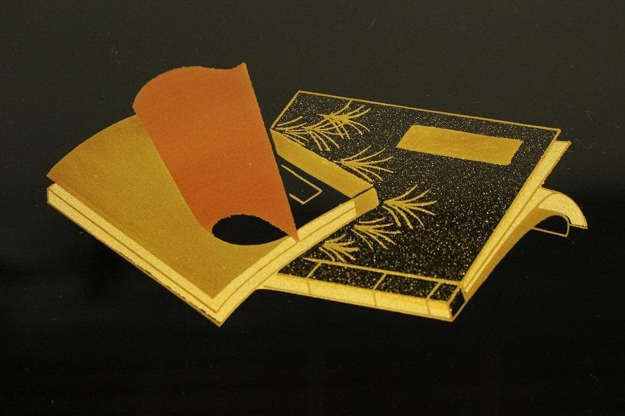 和本蒔絵 四方 蓋物 文庫 未使用(A878)