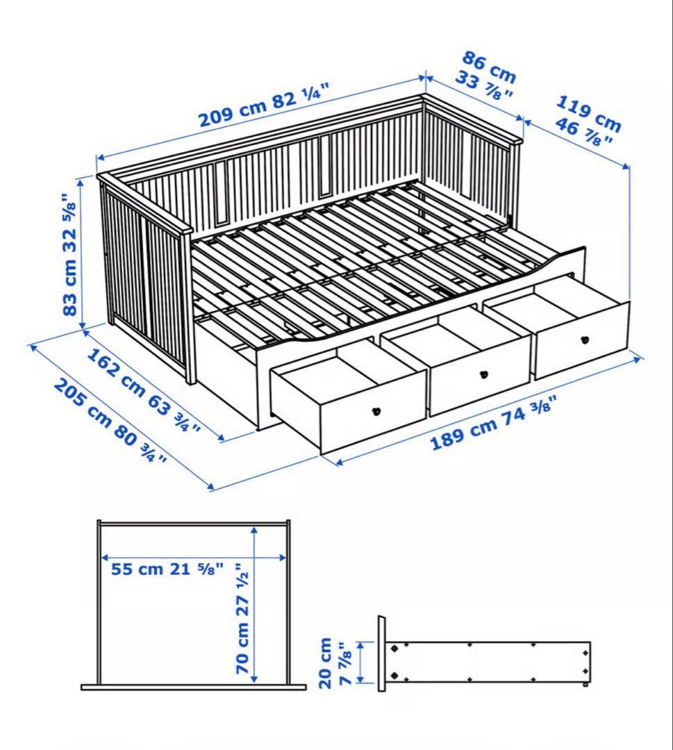 【美品】IKEA HEMNES ベッドフレーム+マットレス 送料込み
