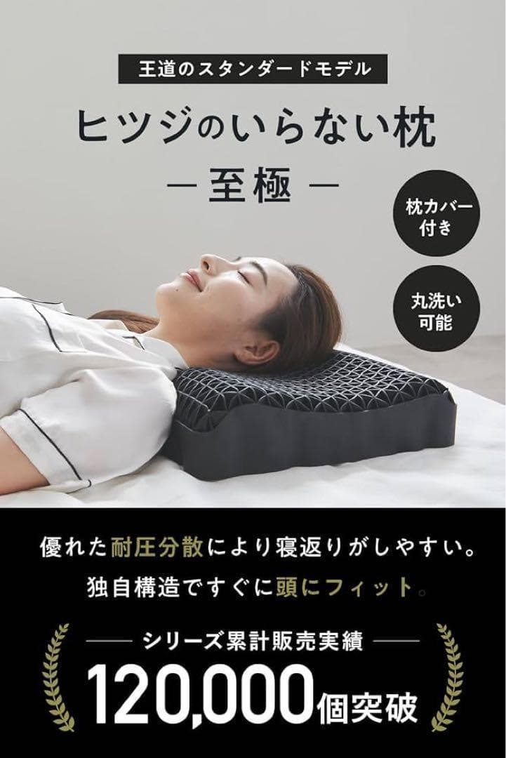 【快眠】ヒツジのいらない枕　枕カバー付き　 丸洗いOK　至極　新品