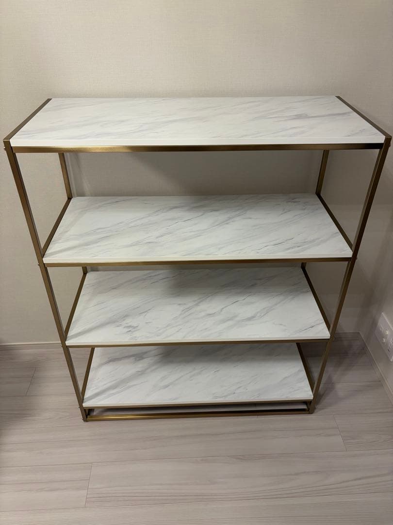 LOWYA オープンシェルフ ゴールド 大理石調