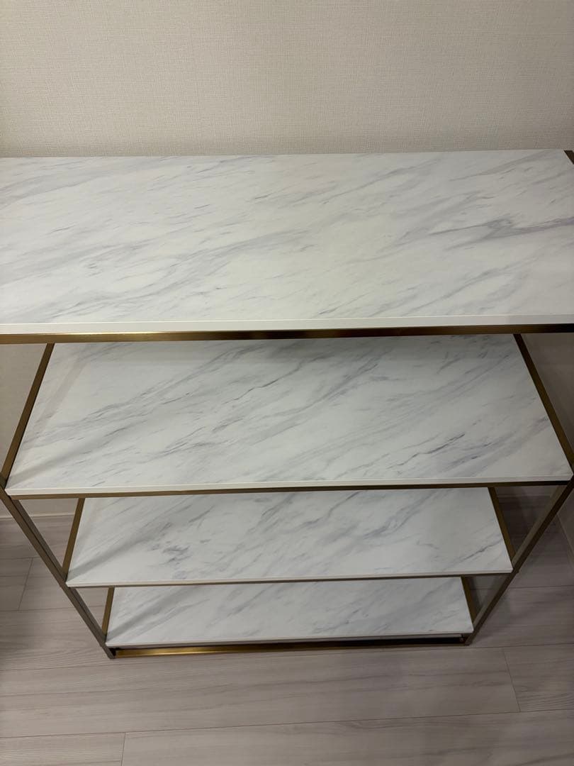 LOWYA オープンシェルフ ゴールド 大理石調