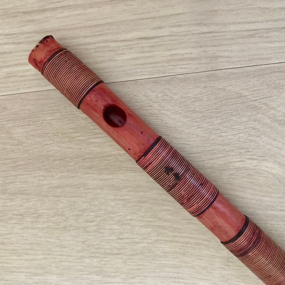 【極美品】高級篠笛 志孝管 古典調 四本調子 赤拭漆 半重巻 七つ穴