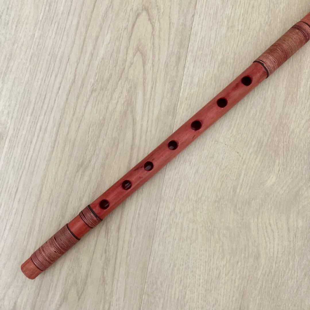 【極美品】高級篠笛 志孝管 古典調 四本調子 赤拭漆 半重巻 七つ穴