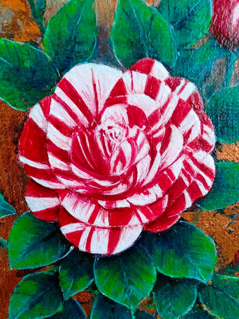 油絵　絵日傘（椿）SM 洋画家　池畠史幸　新作肉筆画