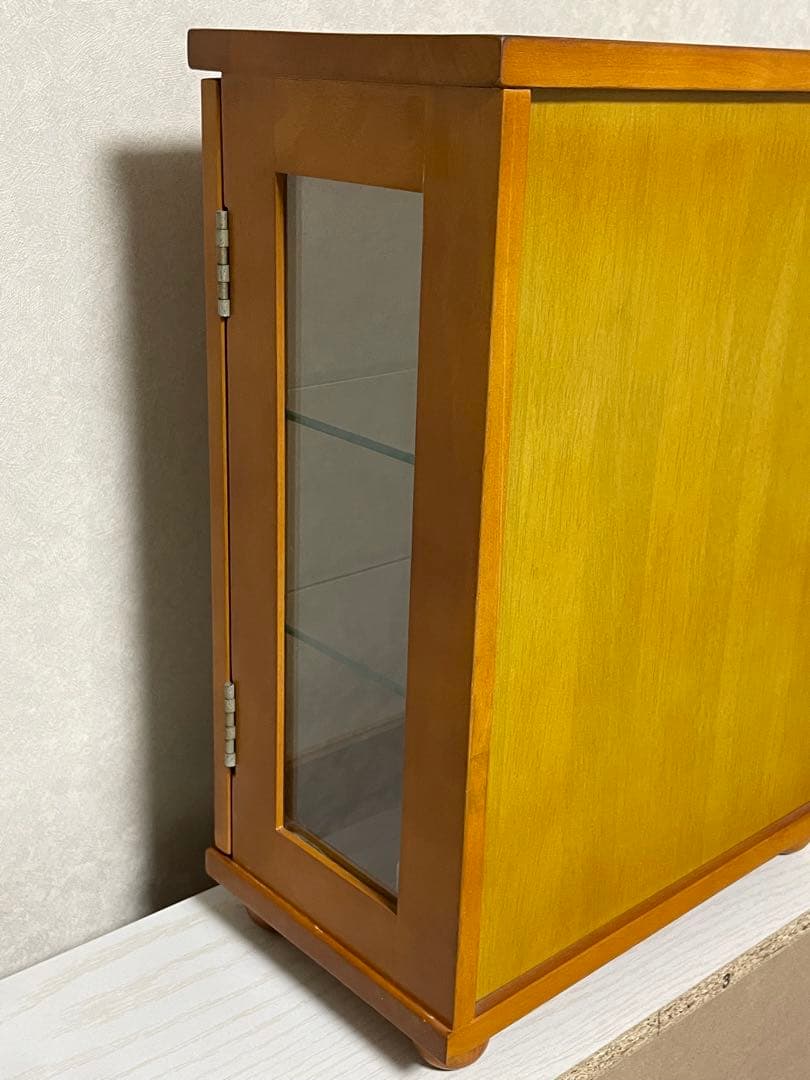 ガラスキャビネット 飾り棚 昭和レトロ 木目調 ガラスケース 什器