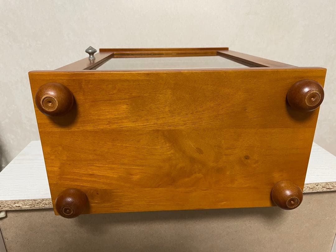 ガラスキャビネット 飾り棚 昭和レトロ 木目調 ガラスケース 什器