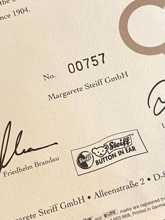 シュタイフ Muffler 1934 レプリカ テディベア676239 証明書付 - メルカリ