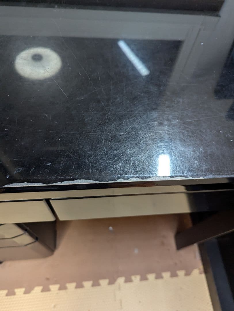 黒のデスク LEDライト付き 収納棚くろがねコンポーネント勉強机