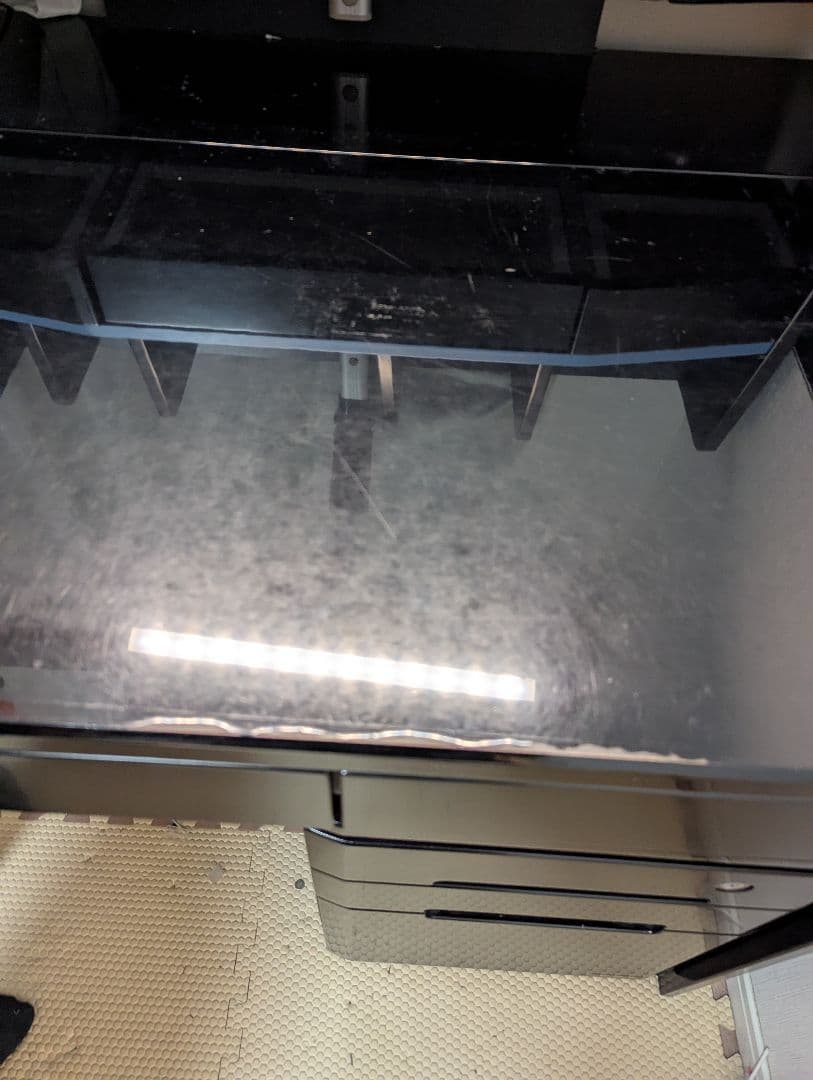 黒のデスク LEDライト付き 収納棚くろがねコンポーネント勉強机