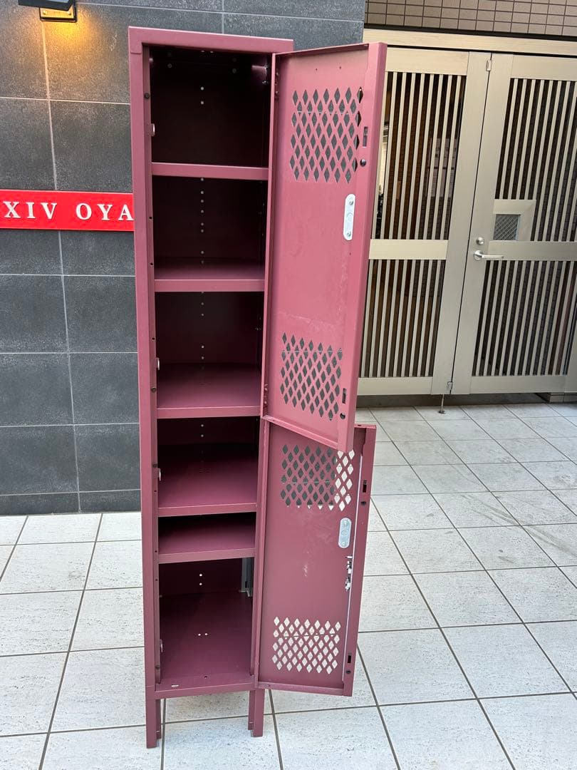 zzz　LYON リヨン 2段 スチールロッカー えんじ色