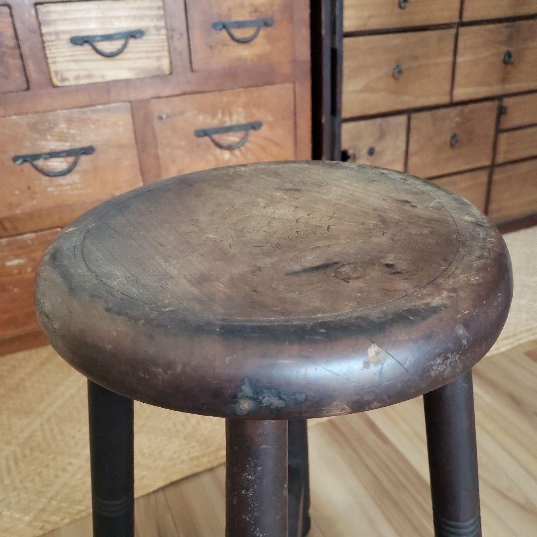 スツール 古い木製の椅子 古家具 レトロ アンティーク 木製 丸椅子 古椅子