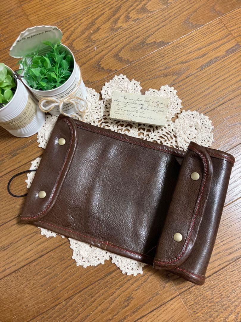 ご確認用　牛革 ダークチョコ ペンケース　オイルレザー