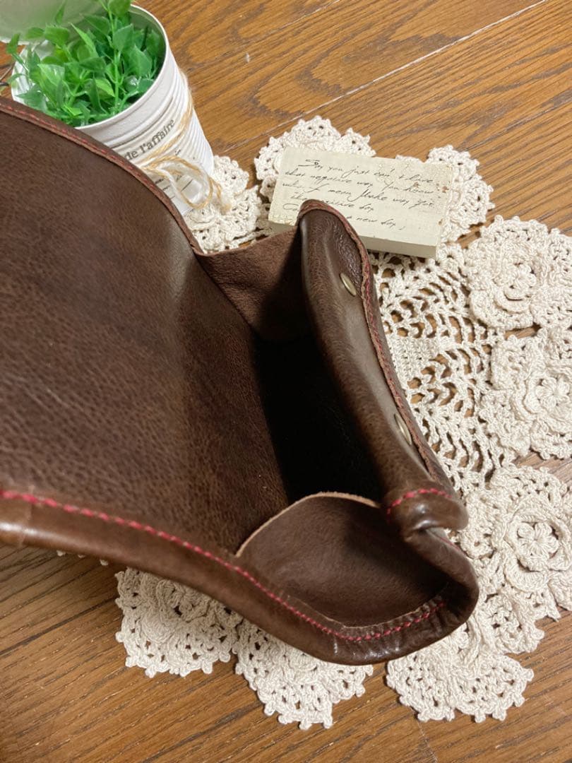 ご確認用　牛革 ダークチョコ ペンケース　オイルレザー