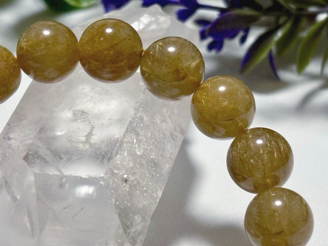 特注制作　夢幻品質　奇跡のオーカーヴィーナスルチルザギマウンテンクォーツのブレス