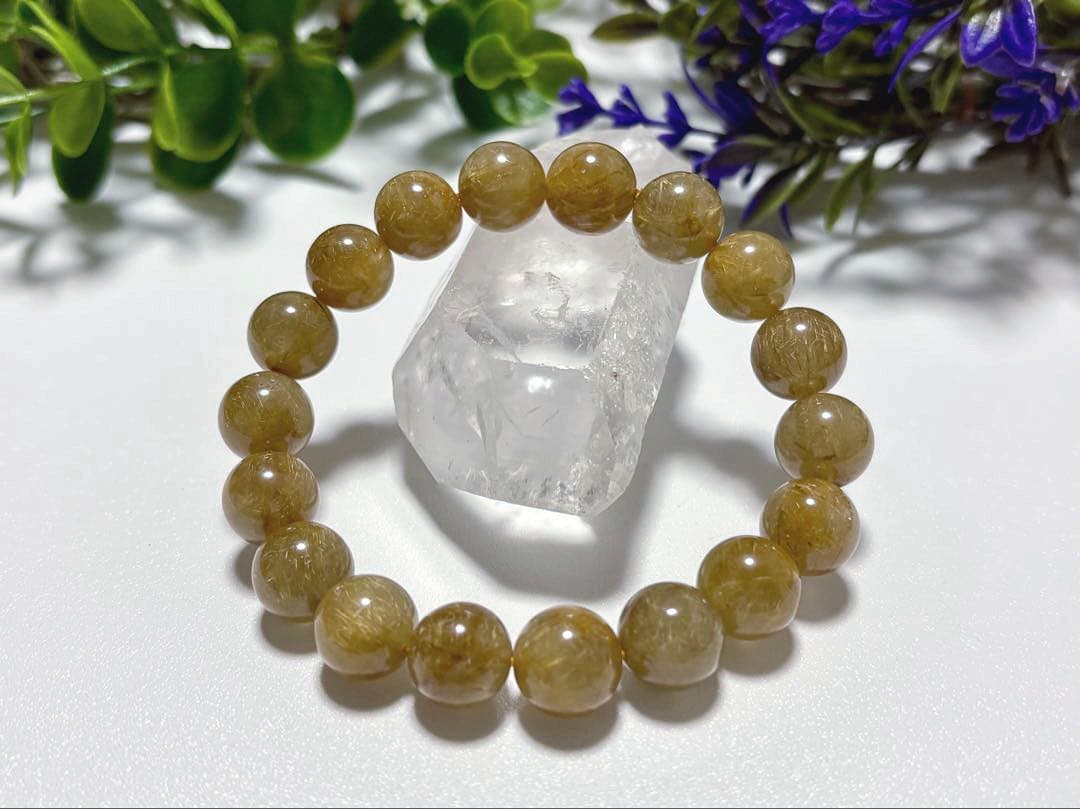 特注制作　夢幻品質　奇跡のオーカーヴィーナスルチルザギマウンテンクォーツのブレス