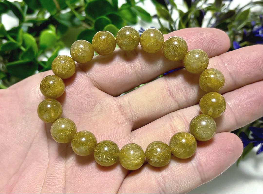 特注制作　夢幻品質　奇跡のオーカーヴィーナスルチルザギマウンテンクォーツのブレス