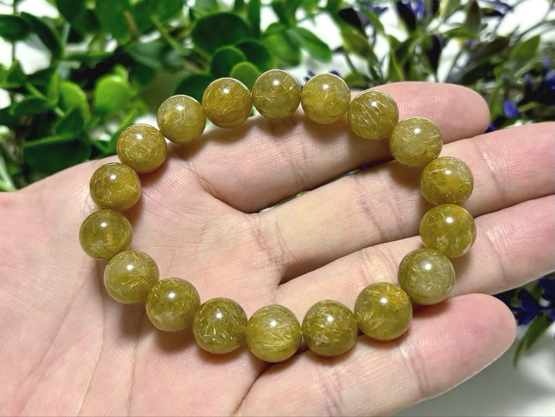 特注制作　夢幻品質　奇跡のオーカーヴィーナスルチルザギマウンテンクォーツのブレス