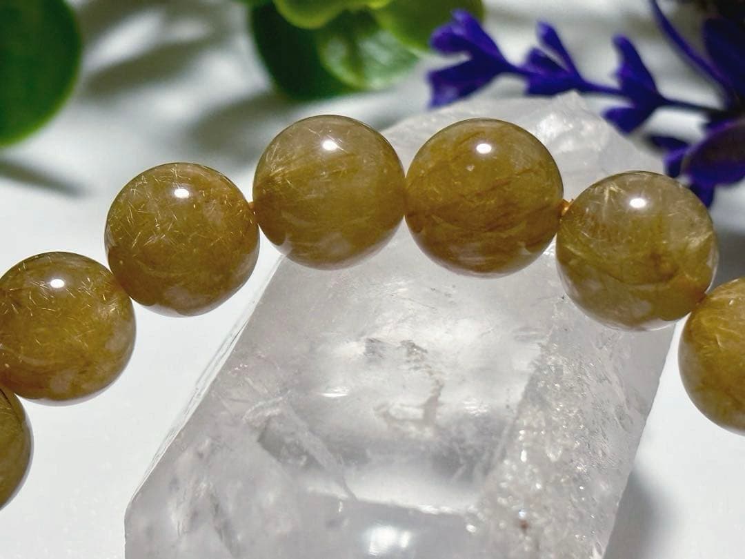 特注制作　夢幻品質　奇跡のオーカーヴィーナスルチルザギマウンテンクォーツのブレス