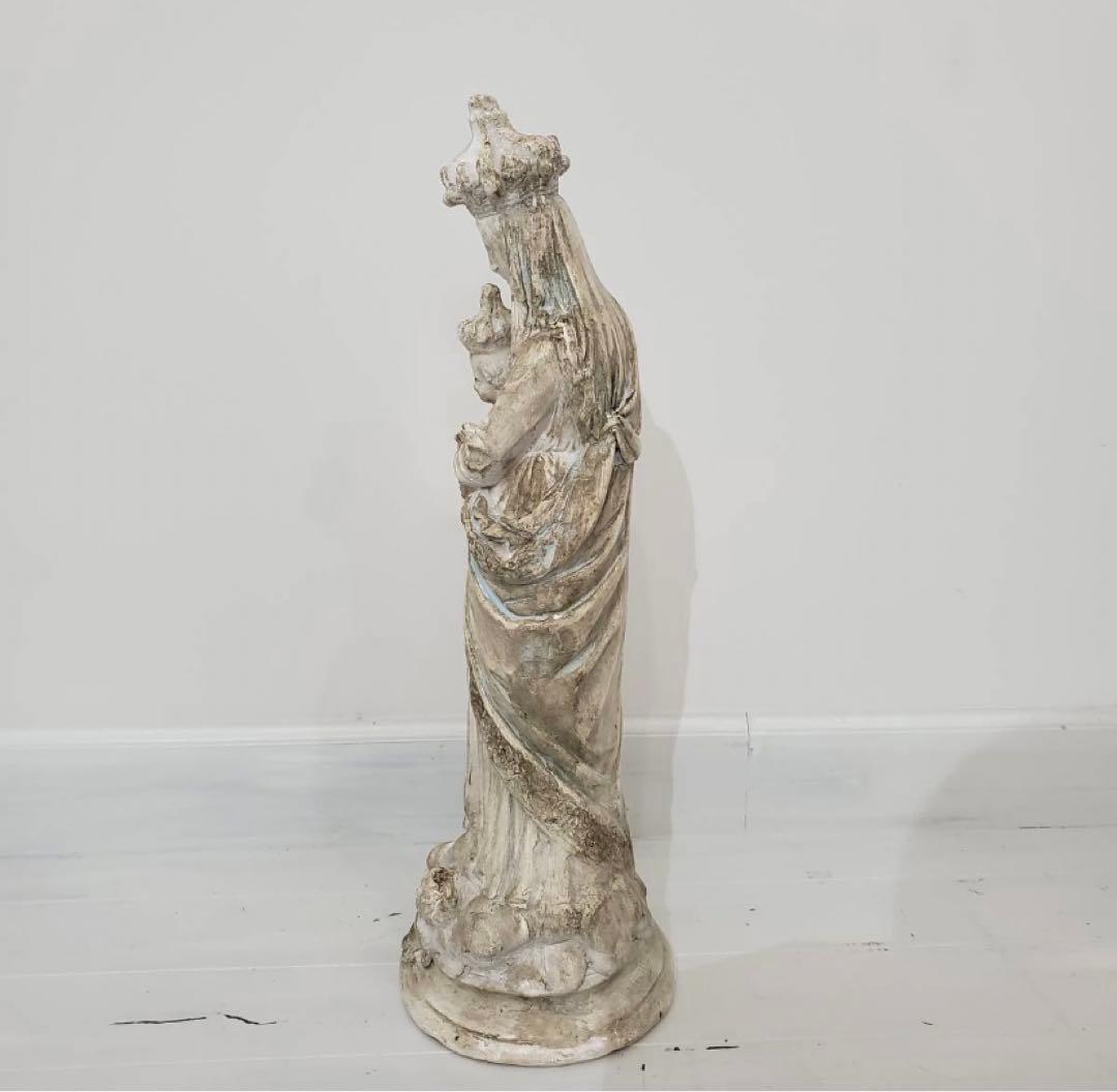 希少 キリスト 聖母マリア像 彫刻 アンティーク 天使 置物 インテリア 骨董