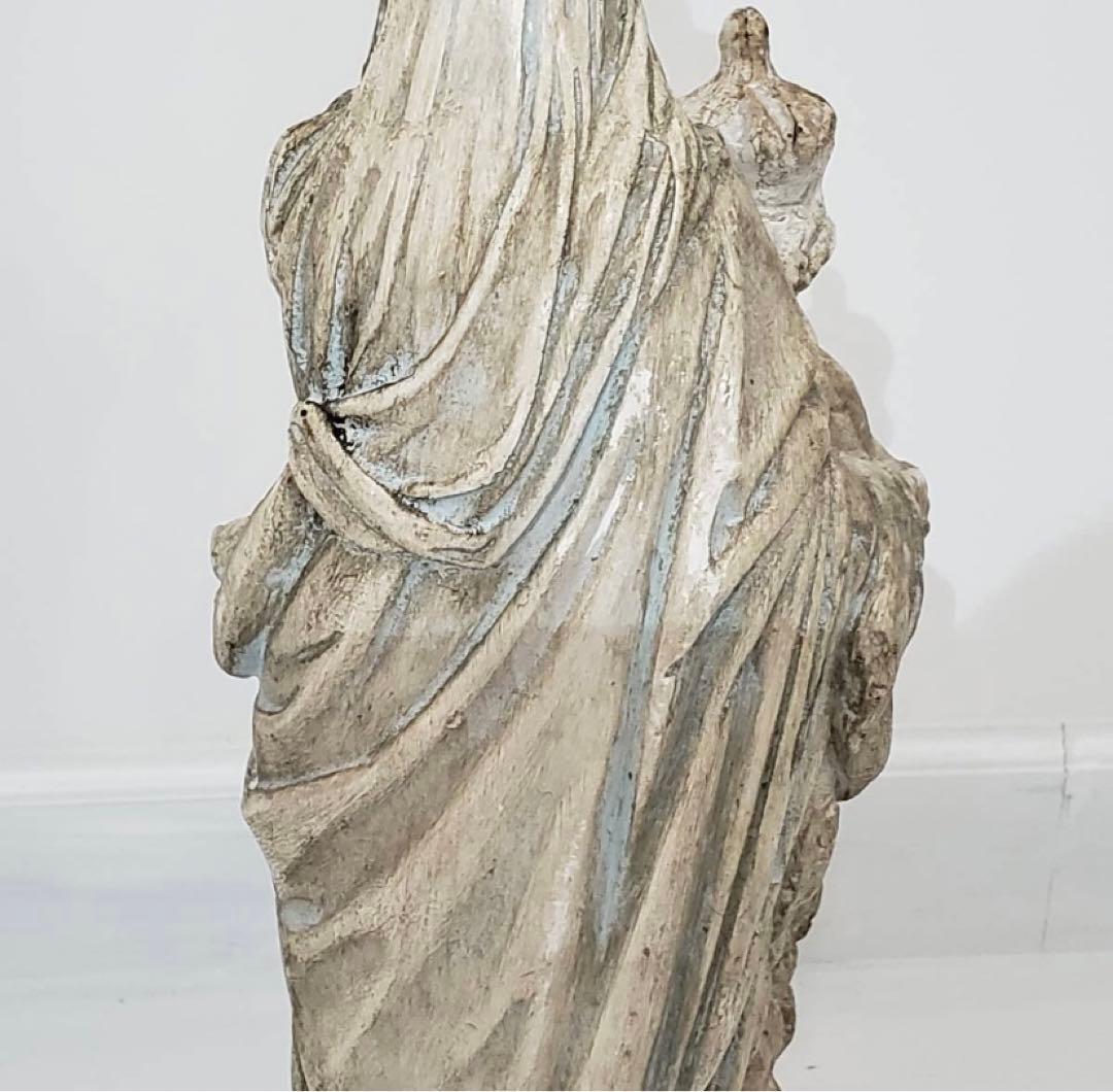 希少 キリスト 聖母マリア像 彫刻 アンティーク 天使 置物 インテリア 骨董