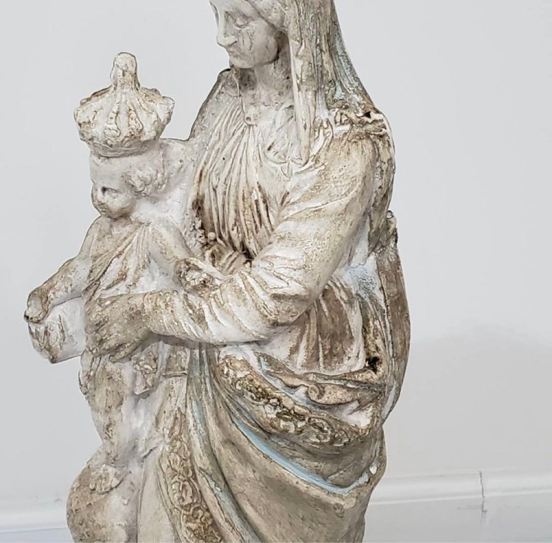 希少 キリスト 聖母マリア像 彫刻 アンティーク 天使 置物 インテリア 骨董