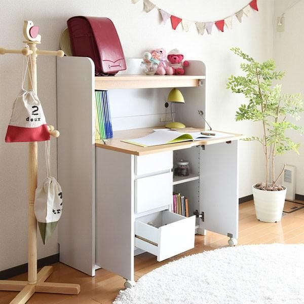 開店記念セール！！ 省スペースライティングデスク【ホワイト×ダークブラウン】