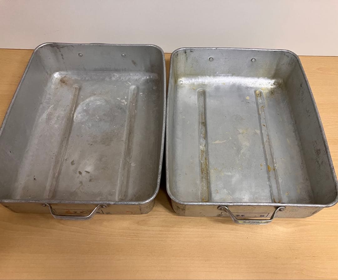 昭和レトロ　学校給食アルミ　給食缶　アルおかず缶　3個湯切り1個 アンティーク