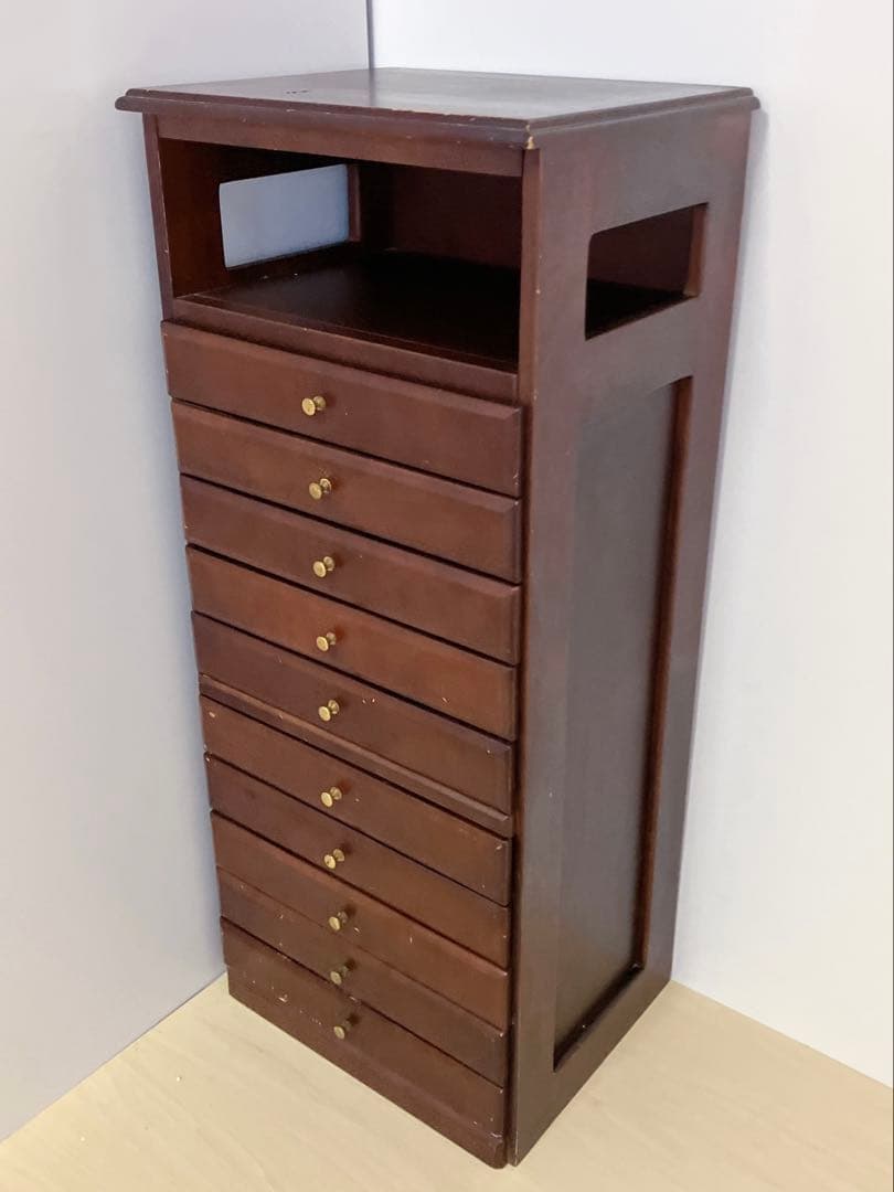 木製　10段　引き出し　電話台　FAX台　チェスト　サイドチェスト　棚、ラック