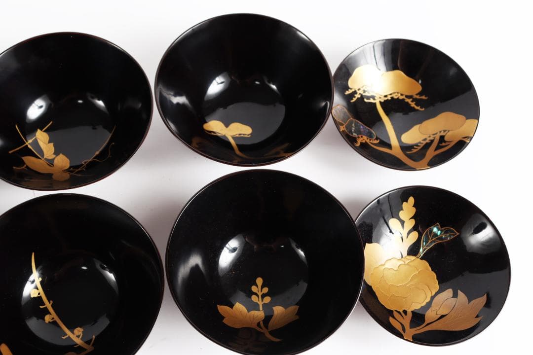 糸目 内梨地 螺鈿 花 図替 吸物椀 四客 蒔絵椀 懐石道具①