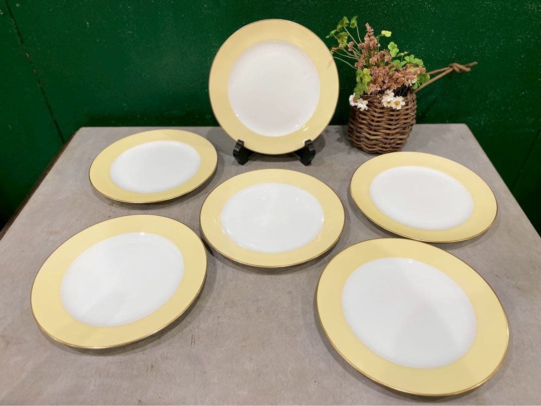 大倉陶園 イエロー デザート皿 19.5cm 食器 セット インテリア