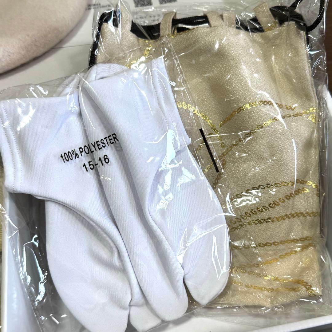 utataneひよこ商店　七五三３歳用被布コートセット 男の子 ベージュ金彩墨黒