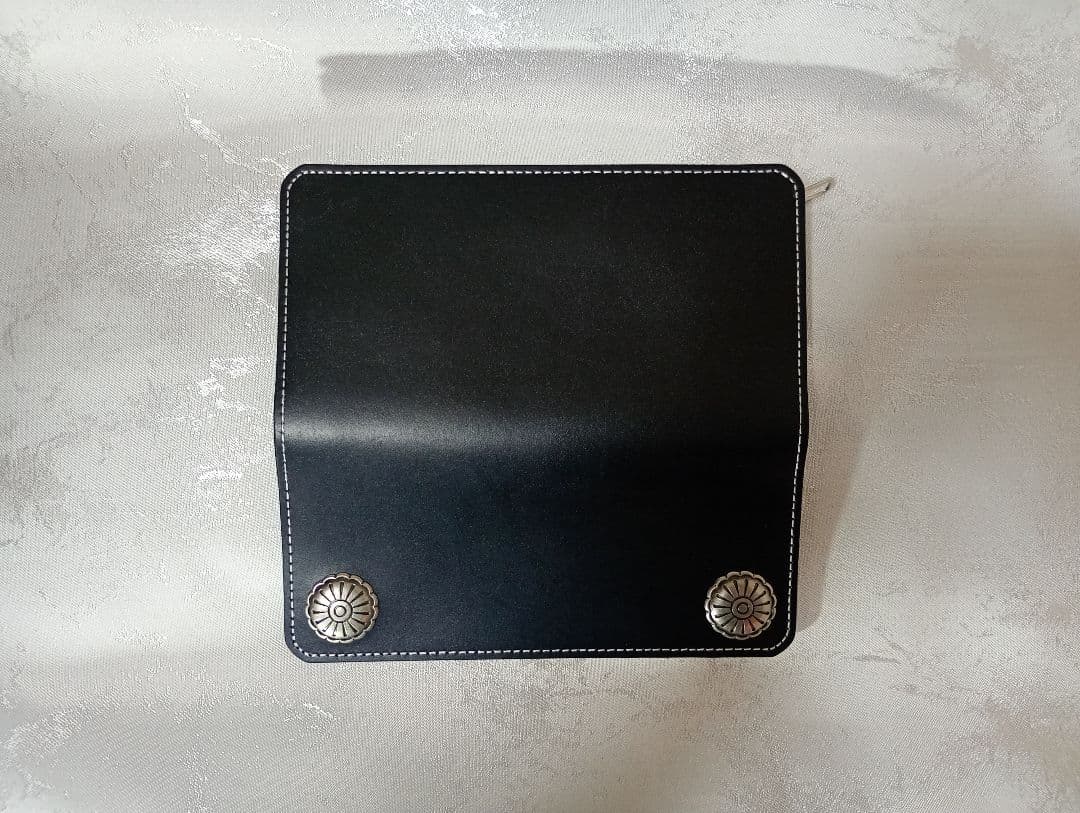 トラッカーウォレット 黒色 国産牛革 兵庫レザー 植物タンニン鞣し 三