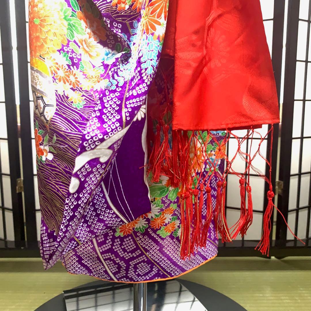 【美品】七五三フルセット　7歳　晴れ着　キッズ　子供　着物　身丈92cm 紫系