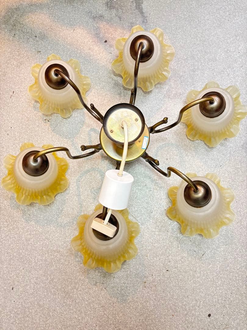 アンティーク 5灯式 シャンデリア 天井照明 昭和レトロ(D-411)