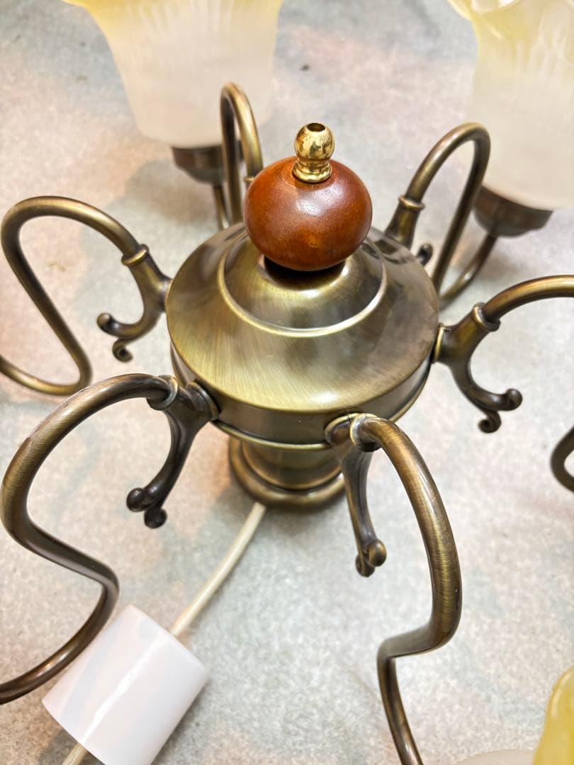 アンティーク 5灯式 シャンデリア 天井照明 昭和レトロ(D-411)