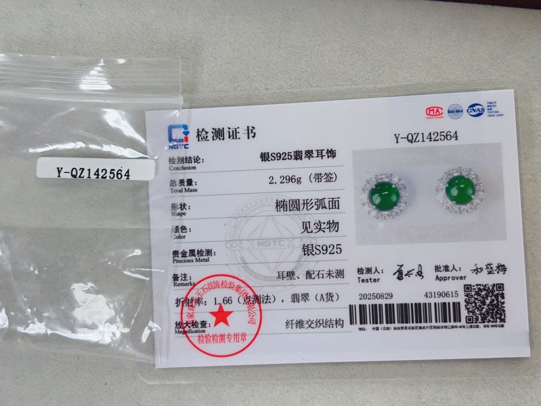 本翡翠グアテマラ産 氷辣緑帝王緑S925シルバーイヤリング NGTC鑑定