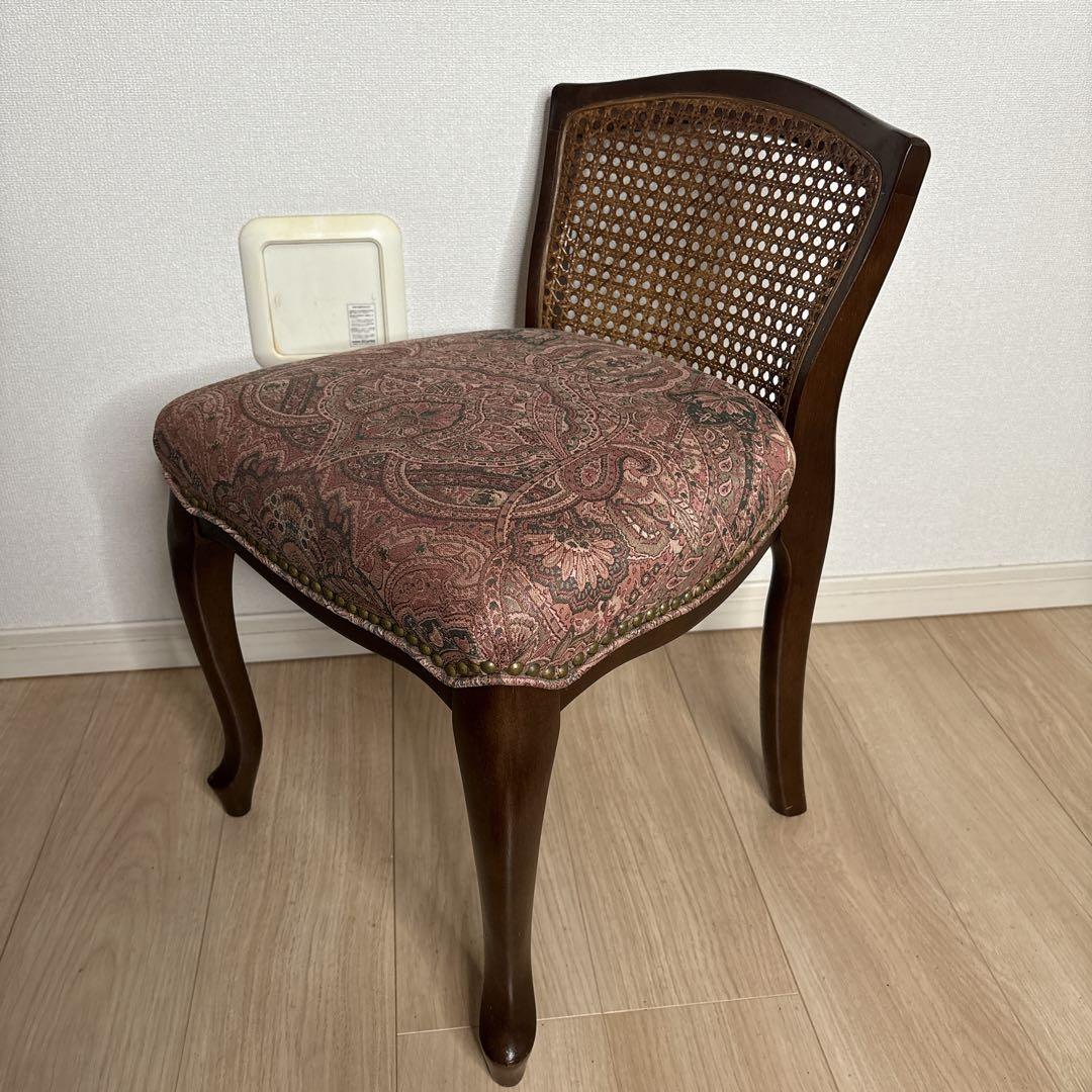 maruni 椅子　猫脚　ドレッサー用　花柄　ラタン　籐　アンティーク