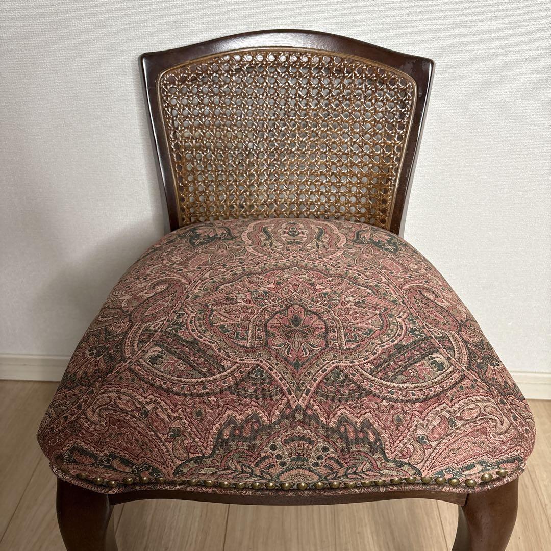 maruni 椅子　猫脚　ドレッサー用　花柄　ラタン　籐　アンティーク