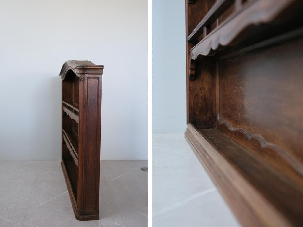 フランスアンティーク木製ブックシェルフ/本棚/飾り棚/食器棚/花台(90-142