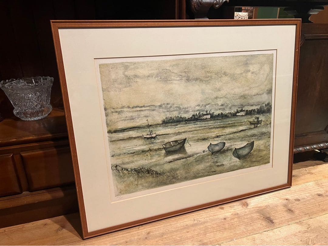 ガントナー 浜辺の小舟 額縁 アート インテリア