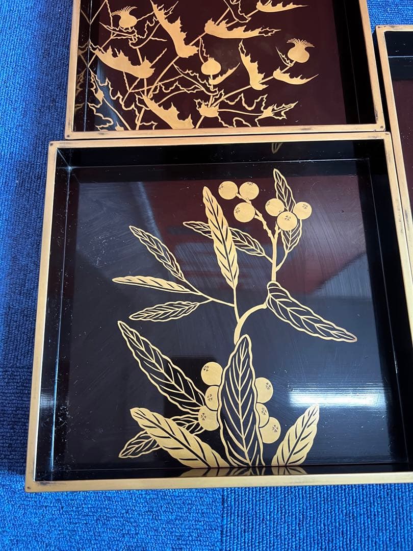 1294 光琳描絵三重 蒔絵 果実文 梅文 花文 - メルカリ