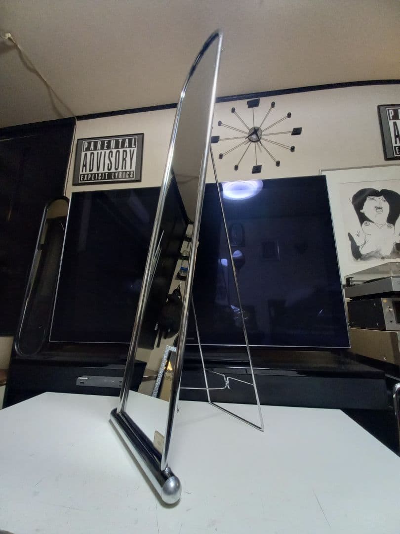 1980's　スペースエイジ　インダストリアル　アーチ　メタル　フレーム　ミラー